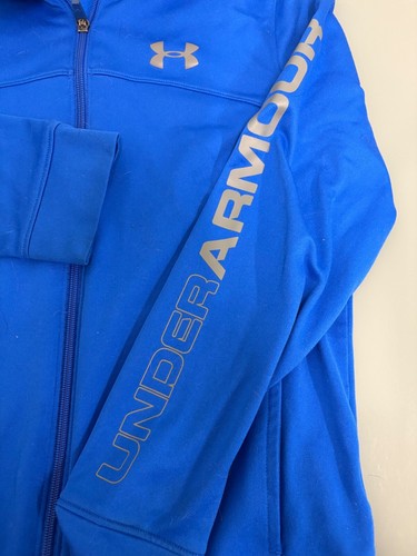 Under Armour Boys Track Jacket Blue Size Youth large  Full Zip Kids - Picture 3 of 6