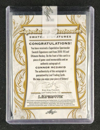 2018 Leaf Ultimate Superlative Green Connor McDavid PATCH AUTO 1/1 Autograph - 第 2/2 張圖片