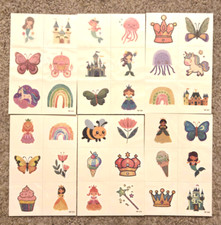    GIRLS MERMAID UNICORN PRINCESS GLITTER Temporary Tattoos Fun 4 Sheets Castle