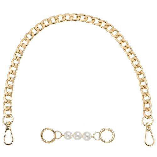 2 Pcs Chain Purse Strap, Thick Chain Gold Purse Chain Long and Short Metal - Foto 1 di 7