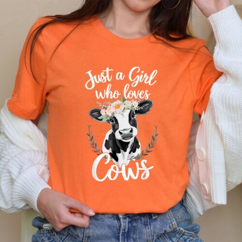 Cow Lover Just A Girl Who Loves Cows Farmers Women T-Shirt - Picture 19 of 20