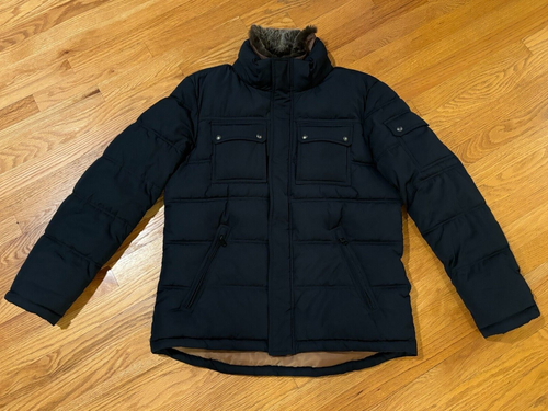 Cole Haan Insulated Heavy Winter Navy Blue Jacket - Picture 2 of 8