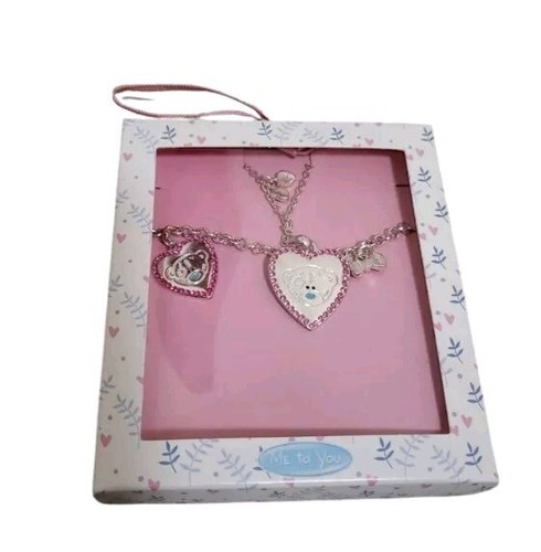 Me To You Charm Necklace Pink Silver Heart Brand New  - Picture 1 of 3
