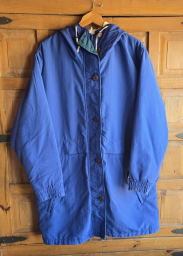 Vintage Woolrich Field Jacket Womens Large Blue Lined Rain Coat Made USA