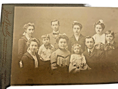 Photograph 1901 Family Black White Matted Names Written on Back 4 In x 6.5 In