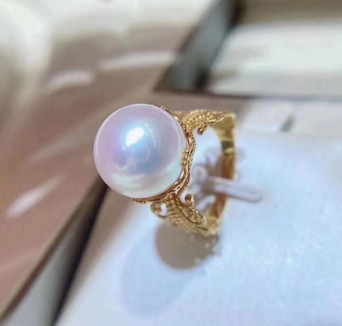 Bezaubernder Ring 11-12mm Natürliche Echte Südsee Weiße Perlen - Bild 2 von 3