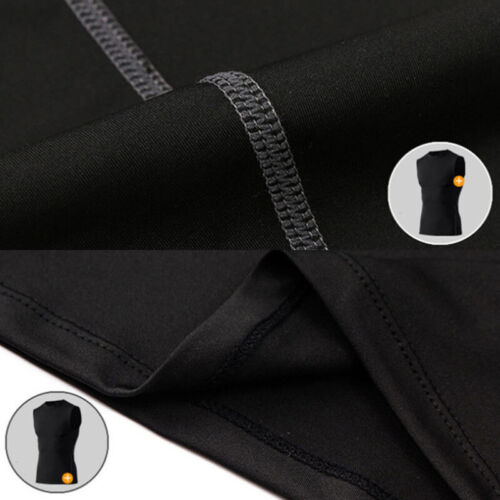 T-shirt uomo compressione senza maniche strato base canotta fitness gilet palestra sportiva - Foto 12 di 19
