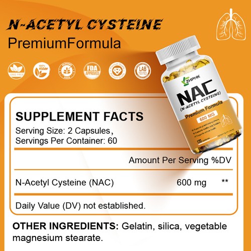 NAC N-Acetyl Cysteine 600mg 120 Capsules |Glutathione|Antioxidant|Liver Function - Foto 4 di 10