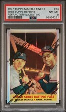 1997 Topps Mickey Mantle Finest 1958 Reprint Refractor Card #24 PSA 8 (POP 3)