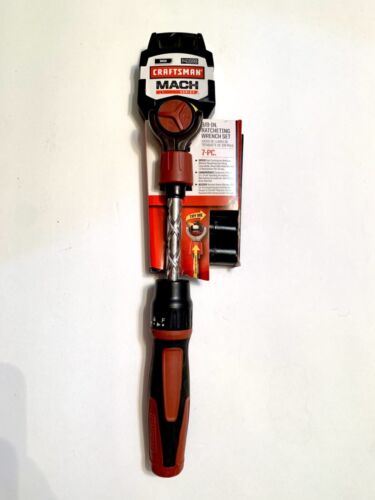 New Craftsman Mach Series 3/8 Inch 7 Piece Ratcheting Socket Wrench Tool Set SAE