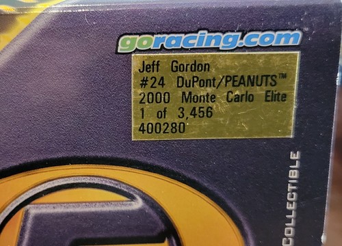 RARE 1:24 Jeff Gordon #24 DUPONT / PEANUTS 2000 ELITE DieCast NASCAR 1 of 3456 - Picture 3 of 8