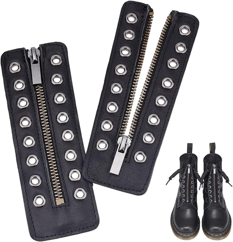 Leder Schnürstiefel Reißverschlusseinsätze, 6,2 x 2,1 Zoll 8 Metallösen Reißverschluss Stiefel - Bild 9 von 12