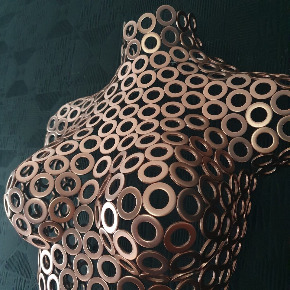 Metal Wall Art Female Front Torso Sculpture Abstract NUDE DECOR Copper