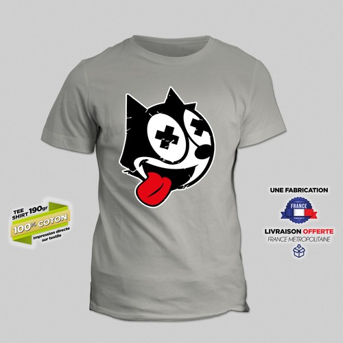 FELIX THE DEAD CAT Felix die Katze T-Shirt 100% Baumwolle Geek Retro Fun Kitsch - Bild 12 von 12