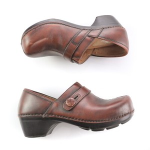 Dansko-Brown-Leather-Button-Clogs-Professional-Shoes-Womens-36-US-5-5-to-6