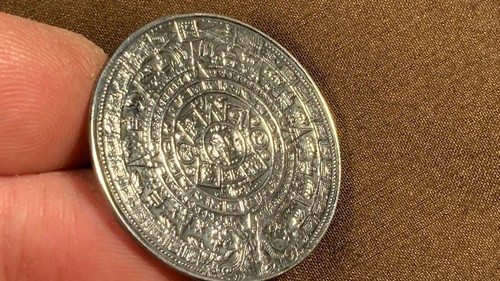 Sterling Silver Mayan Aztec Calendar Sun Dial Pendant / Brooch Vintage - Picture 4 of 8