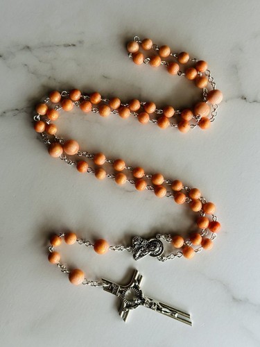 Natural Stone Jade Rosary Necklace With Silver Base Metal Cross For Church /Gift - 第 6/110 張圖片
