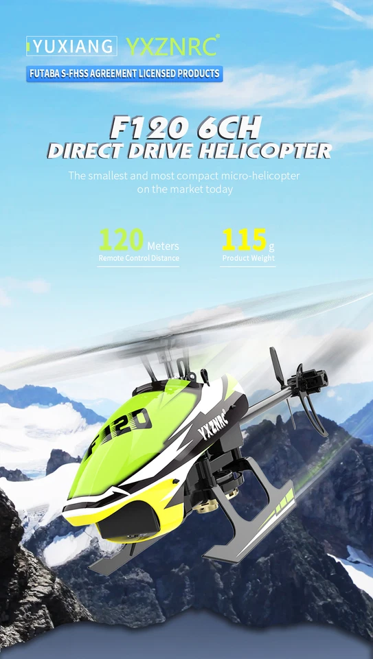 ​YXZNRC F120 3D 2.4G 6CH 6-Axis Gyro Direct Drive Flybarless RC Helicopter - Image 4 of 4