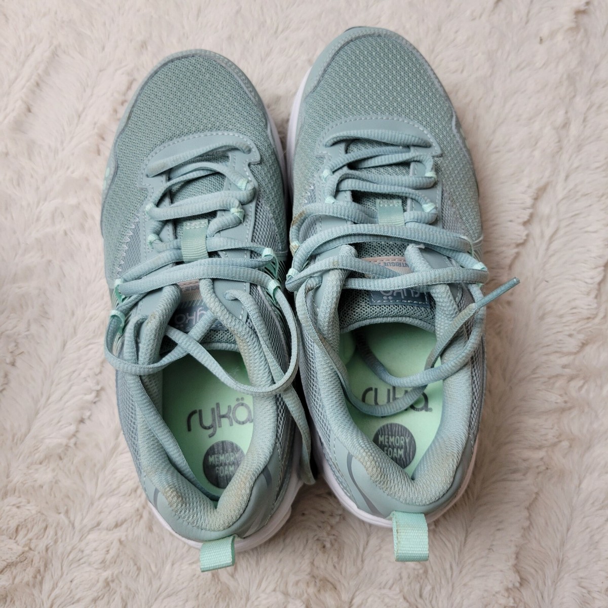 Ryka Mesh Lace-Up Memory Foam Sneakers Intrigue Green Mist
