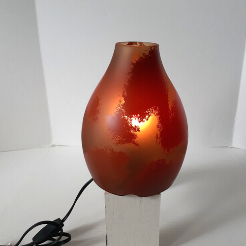 Retired~IKEA Koppar Table Lamp 9"~Frosted Brown Glass~Vase Shape~Amber Glow Lit - Picture 4 of 10