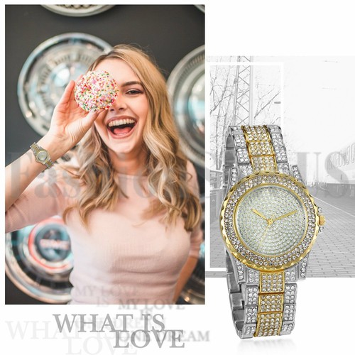 Relojes de pulsera analógicos de cuarzo con correa de aleación con esfera completa de estrás para hombre - Imagen 11 de 15