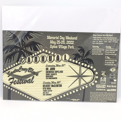 2002 10th ANNUAL SANTA CRUZ BLUES FESTIVAL MUSIC POSTER, APTOS, CALIF