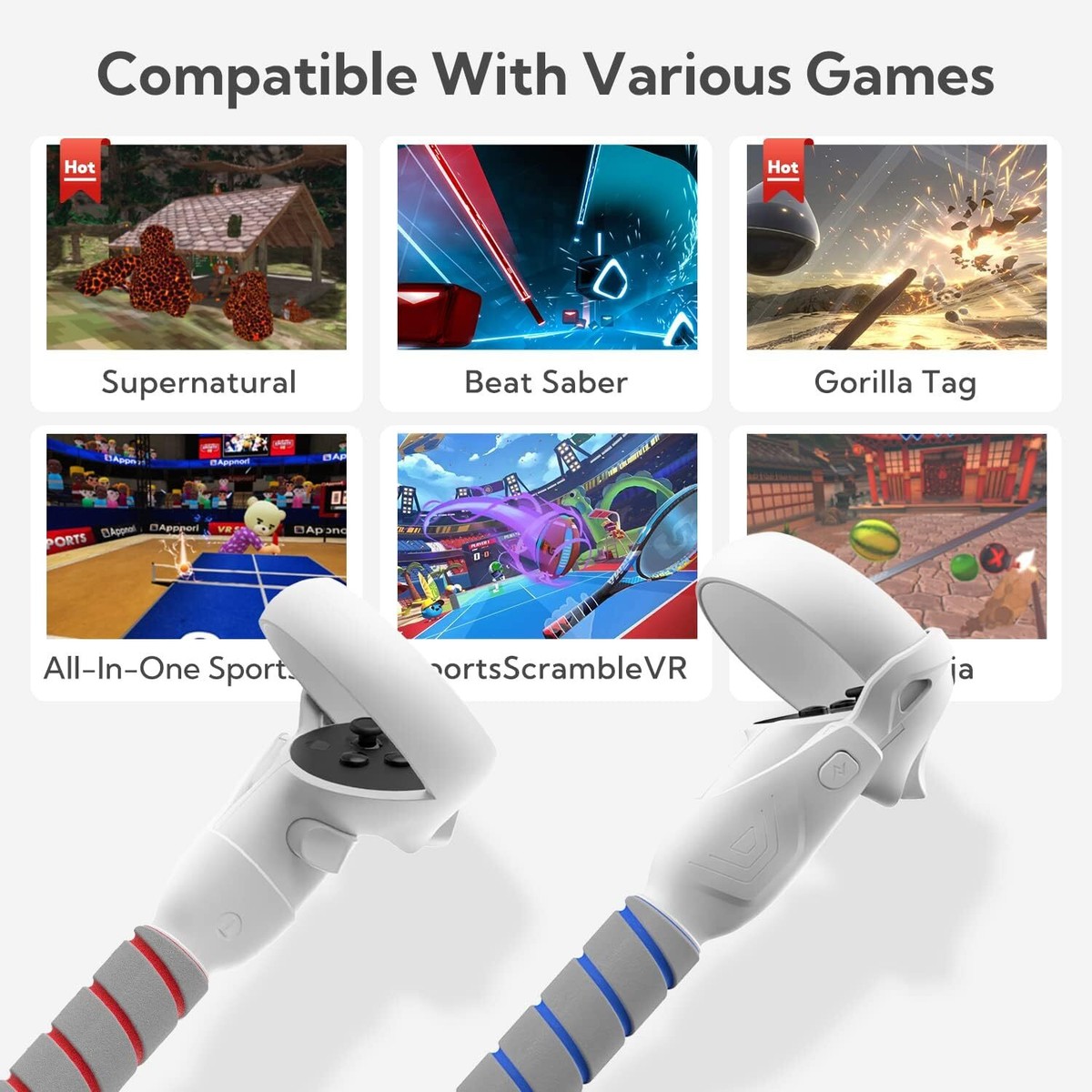 Handle Attachments for Oculus Quest 2 Controller Accessories, VR