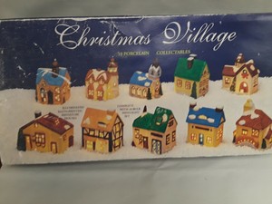 vintage christmas village 10 porcelain miniature colorful