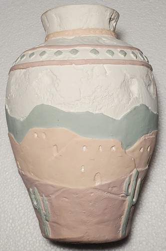 California JCPenney Southwestern Pastels Pottery Vase Textured Pueblo 3D Vtg - Picture 3 of 11