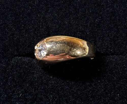 Vintage 18K HGE vergoldet Solitär CZ Band Herren Statement Ring Größe 9 Neu aus altem Lagerbestand - Bild 3 von 13