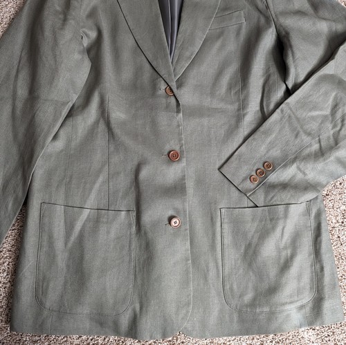 Eddie Bauer Blazer Mens Sz LT 44 100% Linen Lined Grey Sport Coat Suit Jacket - Picture 3 of 10
