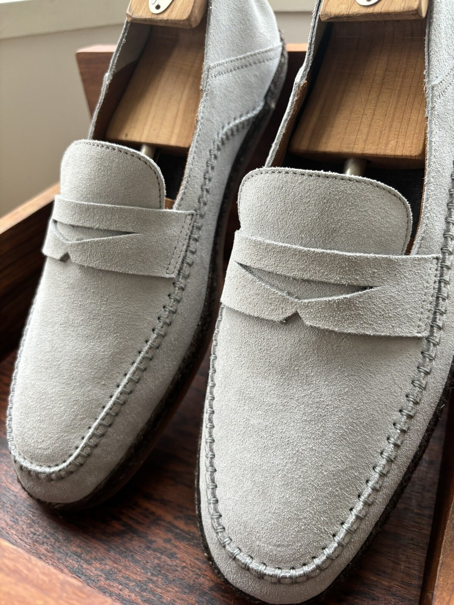 Aquatalia Nikita | Penny Loafer Slip-On Mule Suede | Gray 
