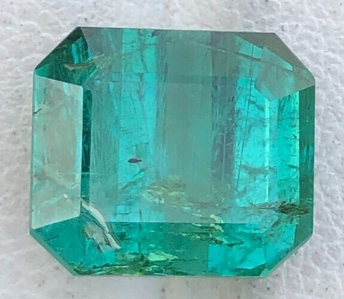 5.75 Ct Faceted Emerald Cut Greenish Blue Tourmaline gemstone from Afghanistan - Picture 1 of 15