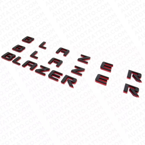 3Pc 2019-2023 Blazer Door Tailgate Emblem Letters Badge 84188531 Red Black - Picture 3 of 5