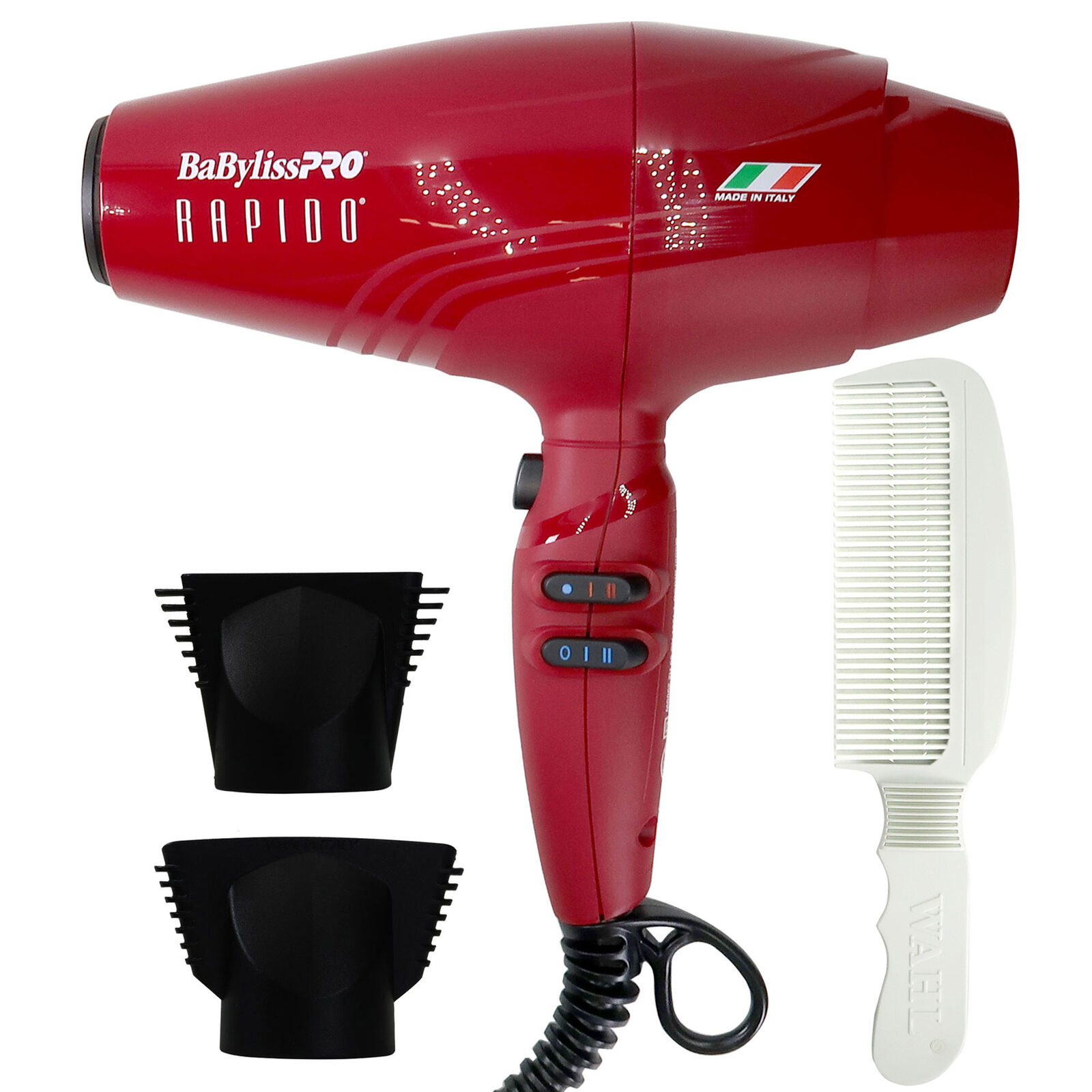 Фен для волос BaByliss Pro Rapido Nano Titanium итальянского производства + расческа с плоским верхом