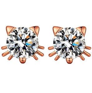 Women-Cute-Cat-Earrings-Studs-Austria-Crystal-18K-Gold-GP-Earrings-Jewellery