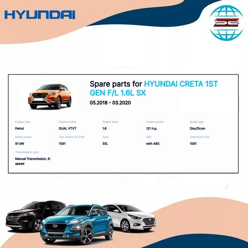 Hyundai creta 1st gen 2015 2020 window reglator assy letf side 82401A0000 - Picture 5 of 5