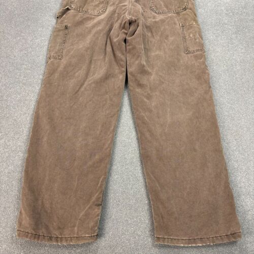 Carhartt Dungarees Adult 38x32 Brown Overalls Quilted Duck Bib Double Knee Mens - Picture 12 of 12