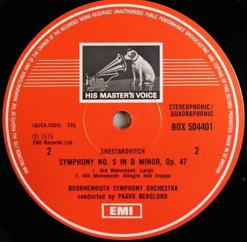 SLS 5044 Shostakovich Symphony 5 & 10 Paavo Berglund 2LP EMI Quad Vinyl NM - Picture 6 of 6