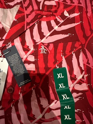 Penguin By Munsingwear Mens Hawaiian Shirt Size XL Red - Picture 4 of 5