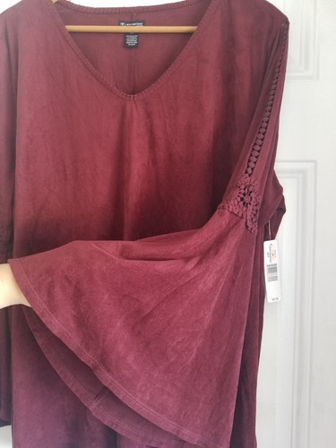 Women's New Directions Incredibly Soft Faux Suede Wine Relaxed Flowy Tunic 2X - Picture 11 of 24