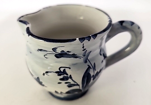 Italy Ceramic Creamer CE AS Albisola M. Small Pitcher Blue White Pottery READ! - Picture 4 of 21