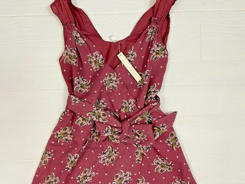 Vestido para mujer Lauren Conrad 4 rosa floral de gasa ajuste y llamaradas cinturón sin mangas - Imagen 2 de 8
