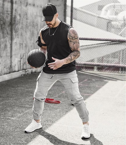 Gym Tank Top Bodybuilding Leisure Vest Mens Cotton Sleeveless Muscle Undershirt - Picture 5 of 13