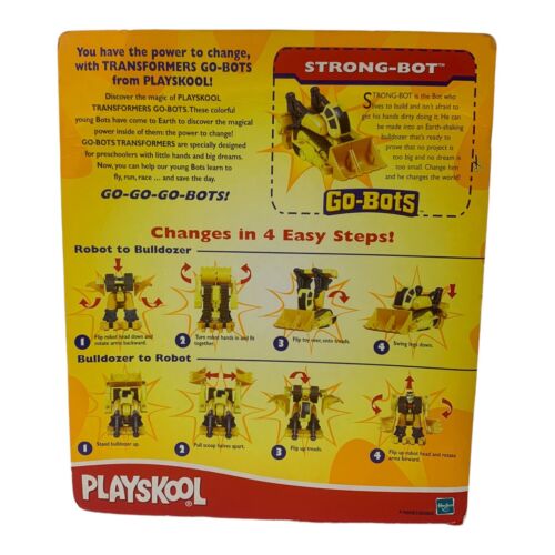NIP Hasbro Playskool Transformers Go Bot Strongbot Yellow Bulldozer 2002 Vintage - Picture 3 of 4
