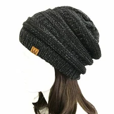Wrapables Two Tone Knit Beanie Cap Hat, Charcoal Gray