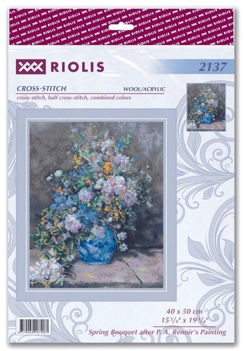 Riolis Counted Cross Stitch Kit Spring Bouquet after P. A. Renoir's Painting ... - Picture 2 of 9