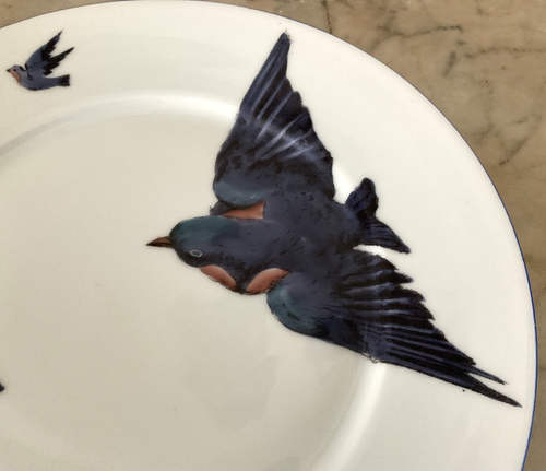 VINTAGE VICTORIA AUSTRIA BLAUER VOGEL SPEISETELLER - 10" - Bild 2 von 4