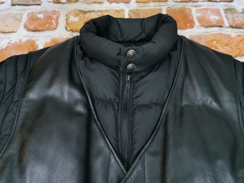 SCHOTT Bros USA Ny Winter Leather down Jacket Vest Black Size:44/ M Like New - Picture 2 of 10