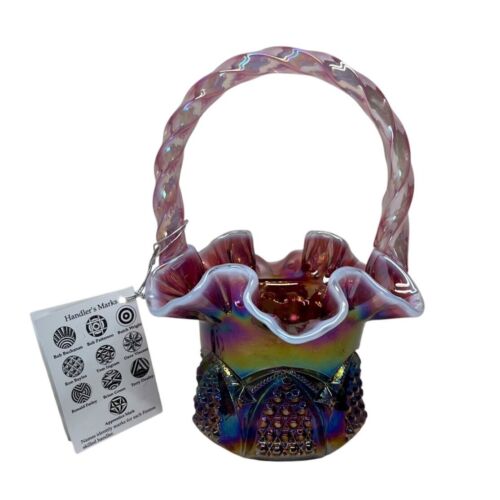 Lynn Fenton Plum Opalescent Button & Arch Basket 1997 USA - Picture 3 of 9